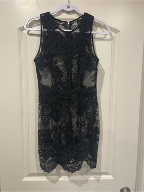 Black Sheer Lace Mini Dress - Elegant Sleeveless Sheath